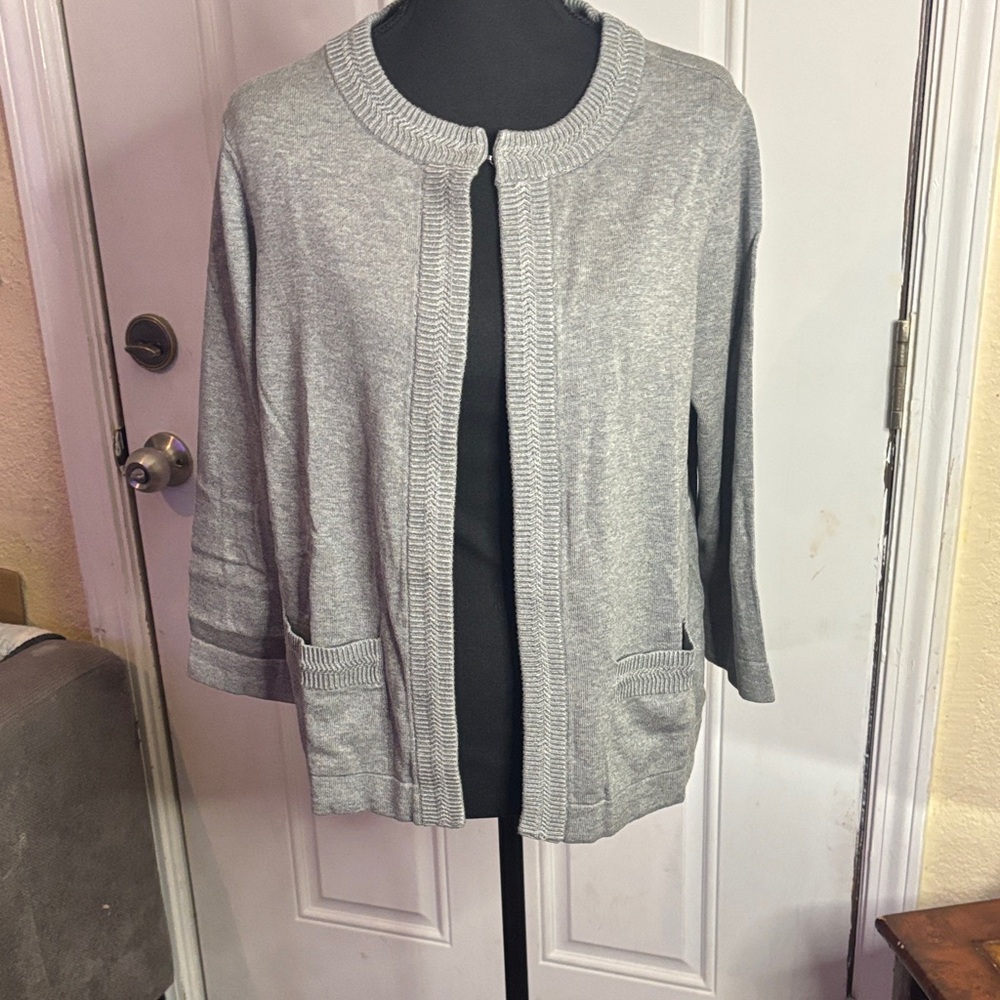 Lands' End Women's Gray Open Front Blazer # 130